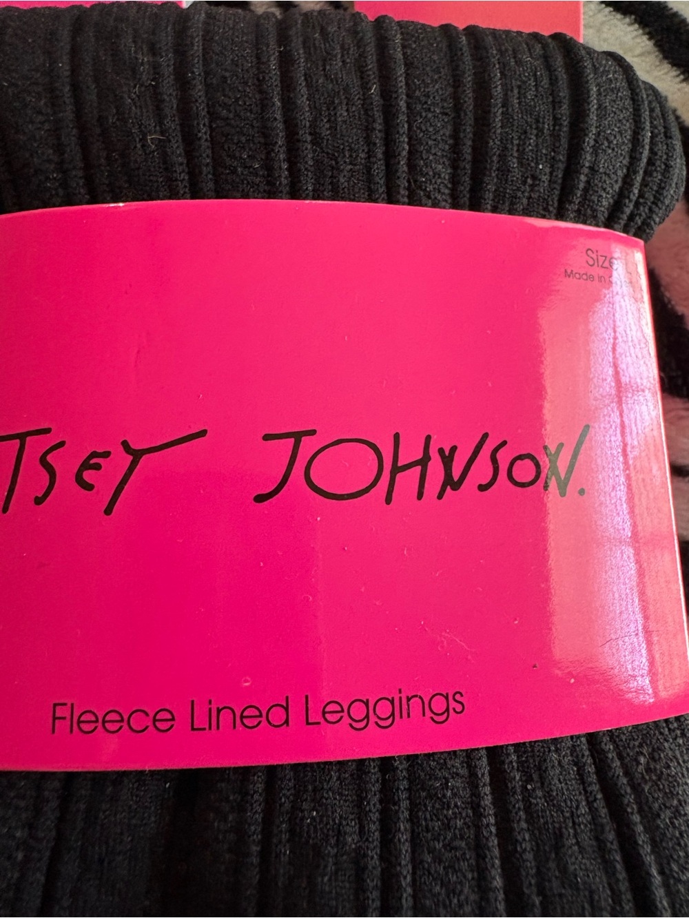 Betsey Johnson Black Fleece-Lined Ribbed Leggings - Picture 2 of 10